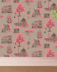 Muck N Brass Wallpaper Lewes Toile Luxury Wallpaper Pink