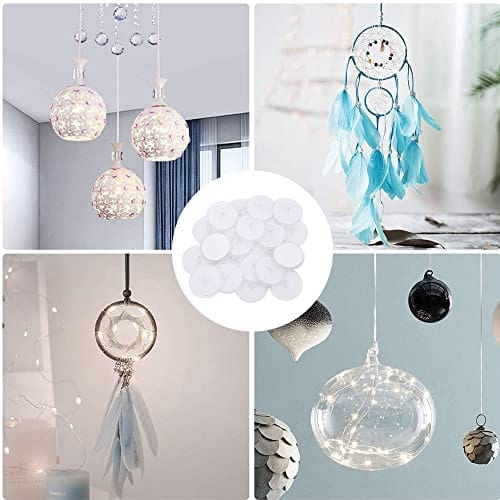 PLCatis Ceiling Hooks Self Adhesive 100pcs Clear Small Plastic Hooks Self Adhesive 20mm Hold Strongly No Drilling Transparent Round Sticky Back Hooks