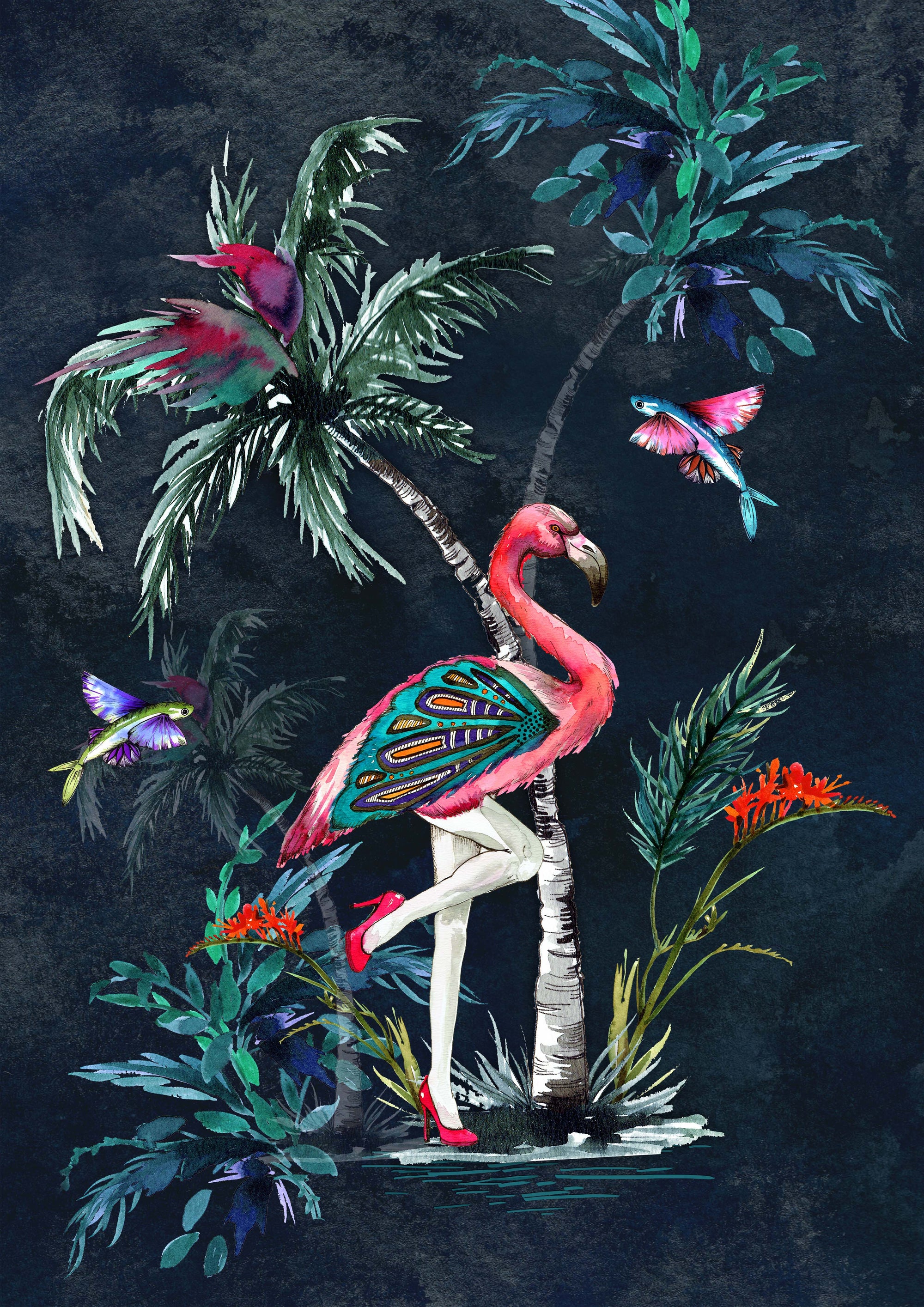 Muck N Brass Posters, Prints, & Visual Artwork Chimiracle dark prints FLAMINGO