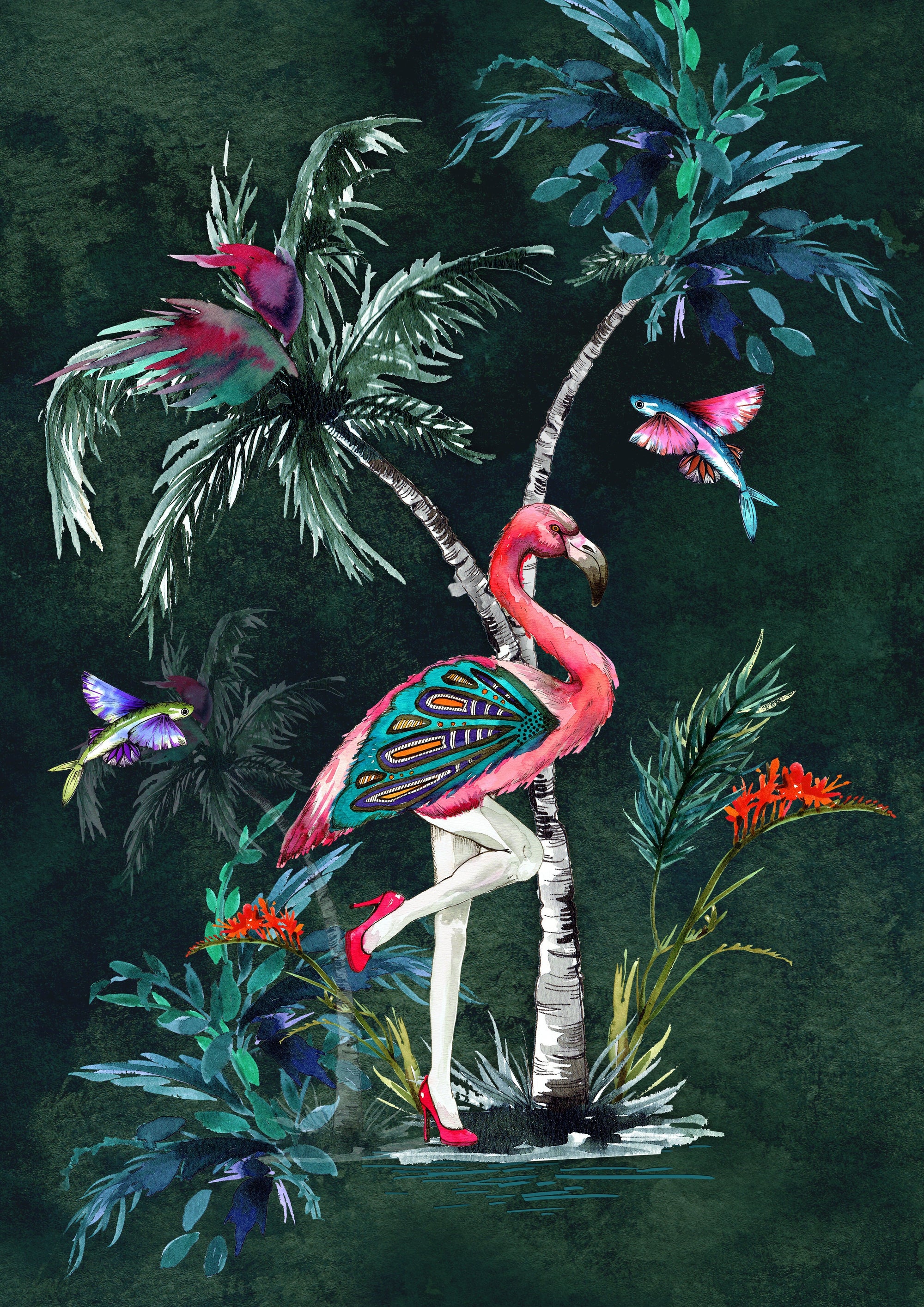 Muck N Brass Posters, Prints, & Visual Artwork Chimiracle emerald prints FLAMINGO