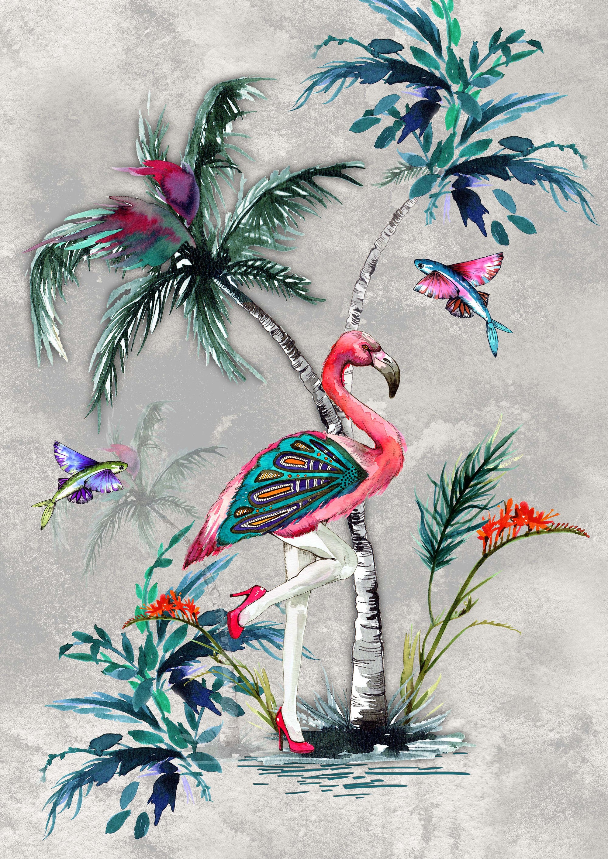 Muck N Brass Posters, Prints, & Visual Artwork Chimiracle grey prints FLAMINGO
