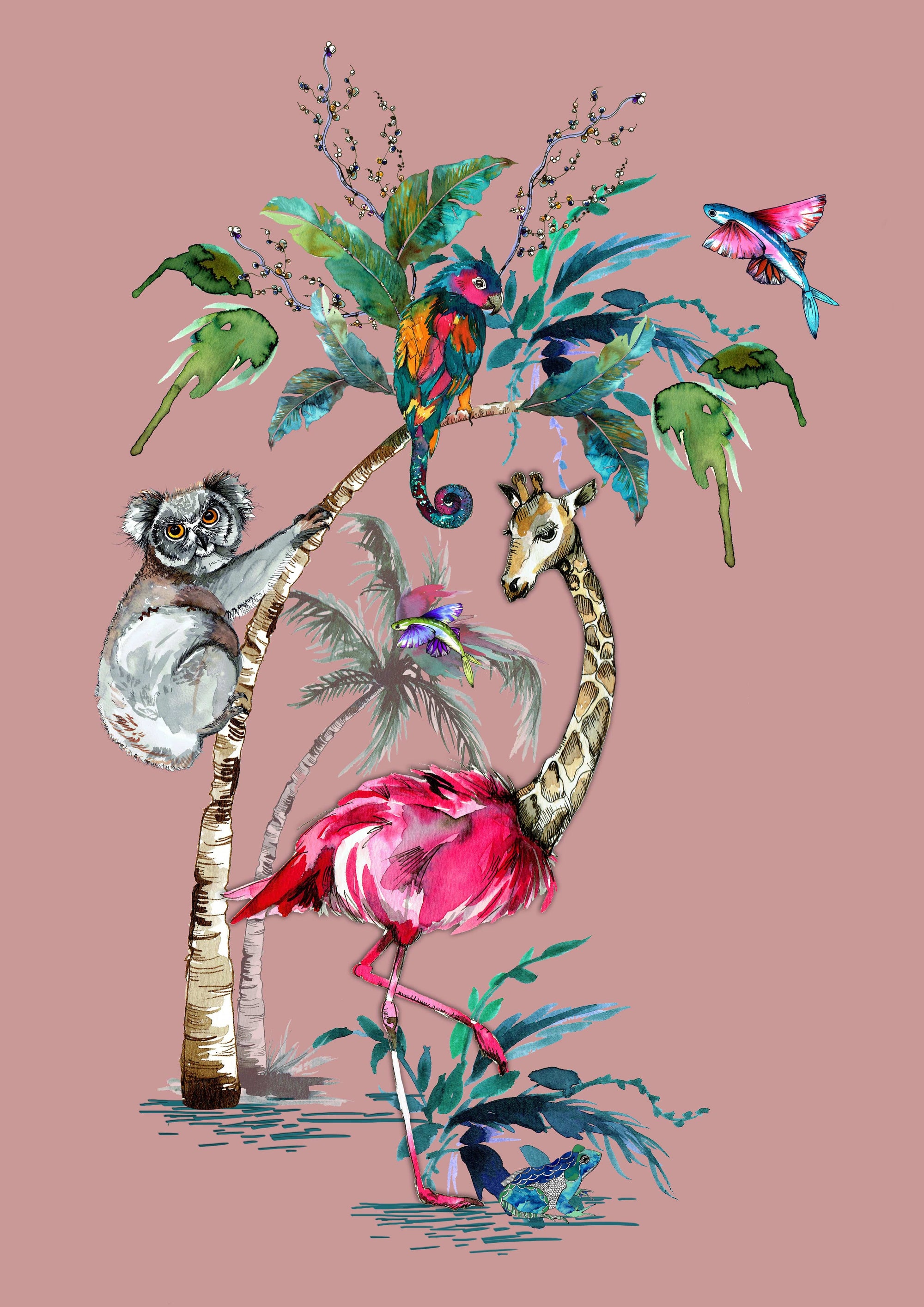 Muck N Brass Posters, Prints, & Visual Artwork Chimiracle pink prints GIRAFFE