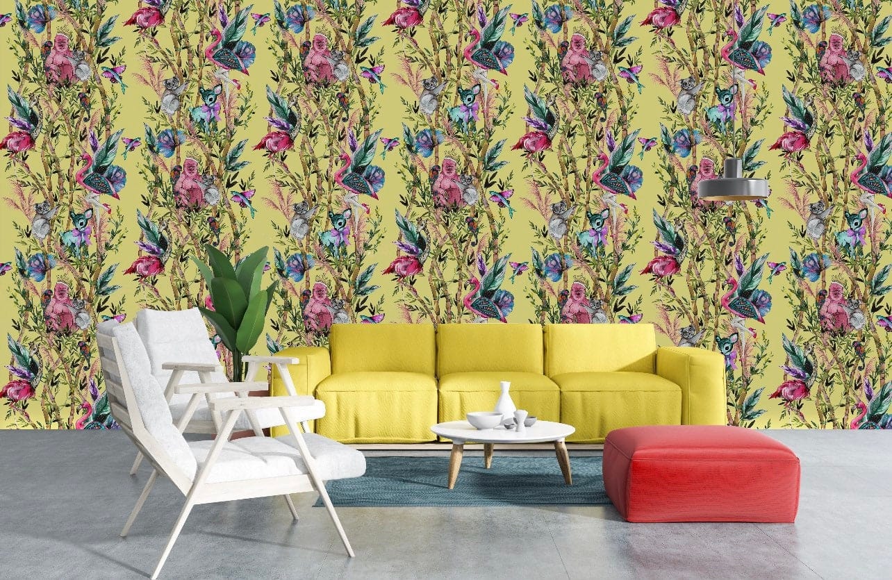 Muck N Brass Wallpaper Pompous Pampas Lemon Wallpaper
