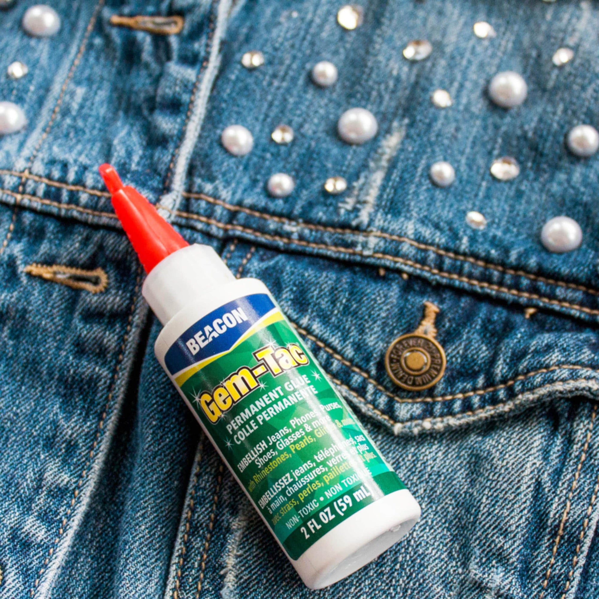 Beacon Beacon Gem-Tac 118ml Medium Bottle - Clear Adhesive for Fabric, Rhinestones, Glass, and More - Ideal glue for Embellishing Shoes, Gowns, Phones, and Accessories.