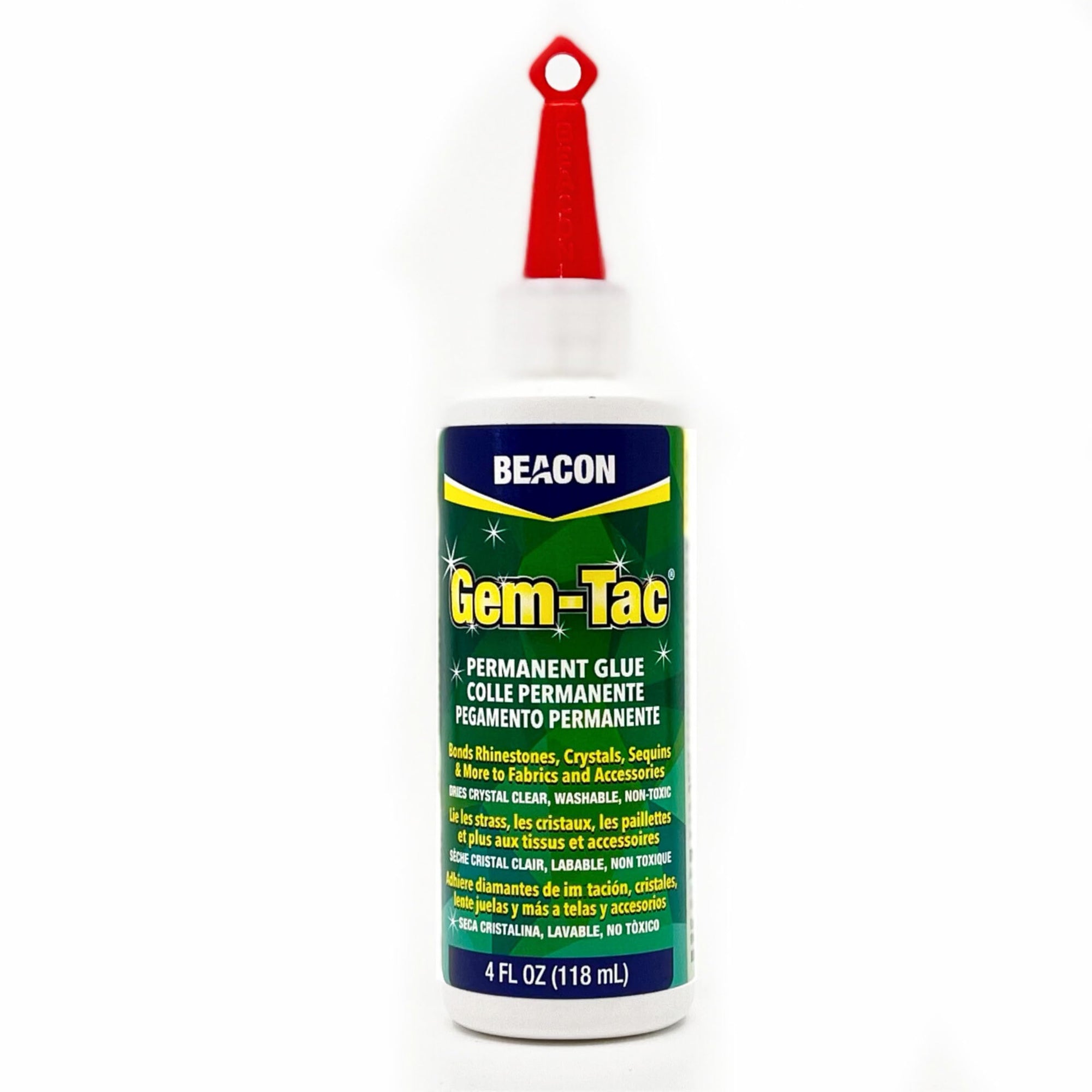Beacon Beacon Gem-Tac 118ml Medium Bottle - Clear Adhesive for Fabric, Rhinestones, Glass, and More - Ideal glue for Embellishing Shoes, Gowns, Phones, and Accessories.