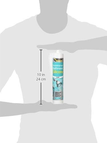 Everbuild Everbuild Showerproof Bathroom Silicone Sealant – Permanently Flexible – Anti-Fungal Formula – Quick Curing – Waterproof – Clear – 280ml