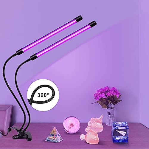 inShareplus inShareplus LED UV Lamp Dual Head, 20W Light with Clip, Glow in The Dark, 395nm-405nm Black Light for Party, Stage, Paint, Collection, Cure 3D Printer Resin
