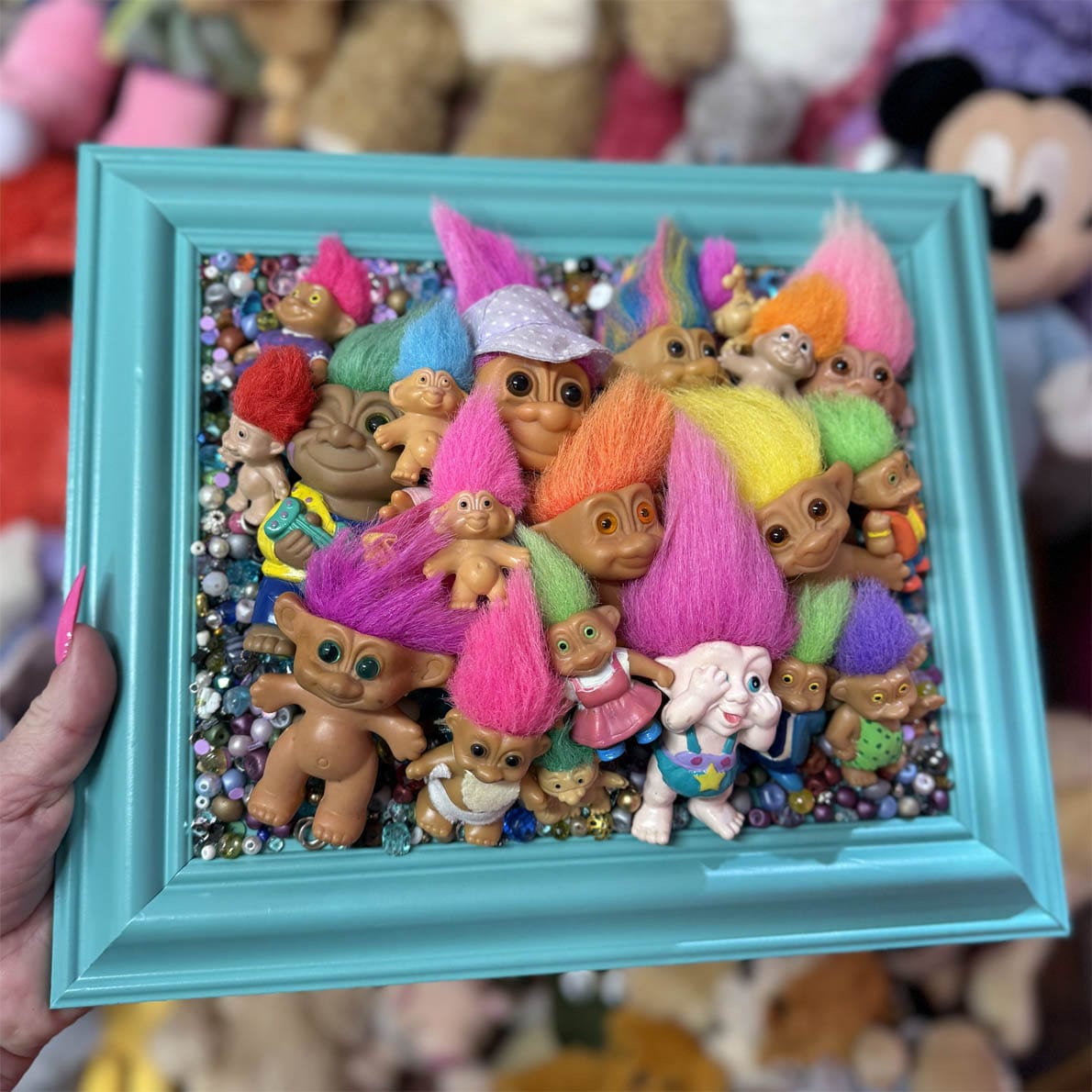 Muck N Brass art Toys R Art Trolls in a Blue Frame