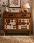 Muck N Brass Furniture Muck N Brass – Upcycled Mid-Century Sideboard | Large Bedside Cabinet | Geometric Door Design
