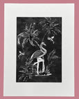 Muck N Brass Posters, Prints, & Visual Artwork A5 Mounted Chimiracle Black Flamingo Print