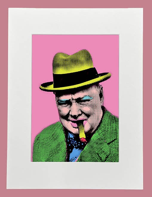 Muck N Brass Posters, Prints, & Visual Artwork A5 Mounted Churchill Pop Art