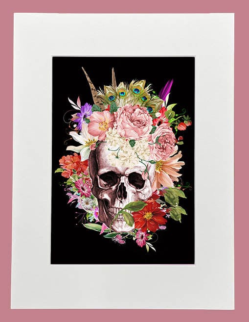 Muck N Brass Posters, Prints, &amp; Visual Artwork A5 Mounted Muck N Brass Skull Print black