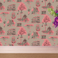 Muck N Brass Wallpaper Lewes Toile Luxury Wallpaper Pink