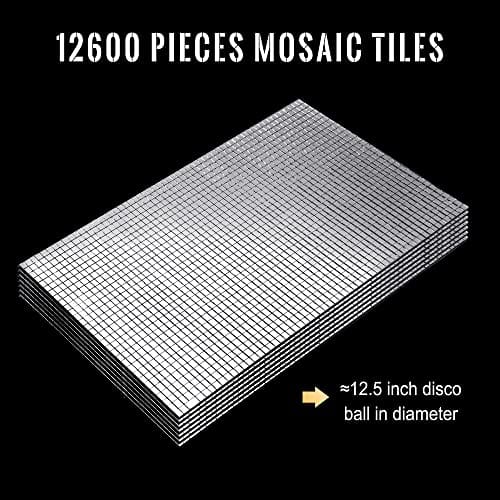 Pllieay Pllieay 12600Pcs Silver Self Adhesive Mosaic Tiles, Real Glass Mirror Tiles Mirror Stickers for Disco Ball Decor, Home Decoration (5x5 mm, Silver)