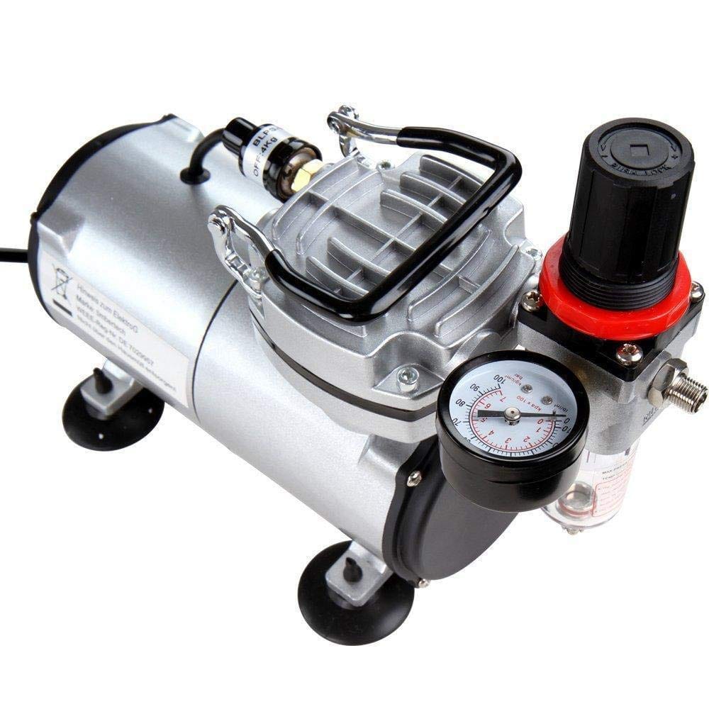 TIMBERTECH Timbertech Airbrush Kit with Air Compressor ABPST05 With Powerful Airflow and High Working Pressure for Hobbies Crafts Nail Art Temporary Tattoos Cake Decorating Cosmetics Auto-Motorcycle Graphics and so on