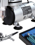 TIMBERTECH Timbertech Airbrush Kit with Air Compressor ABPST05 With Powerful Airflow and High Working Pressure for Hobbies Crafts Nail Art Temporary Tattoos Cake Decorating Cosmetics Auto-Motorcycle Graphics and so on