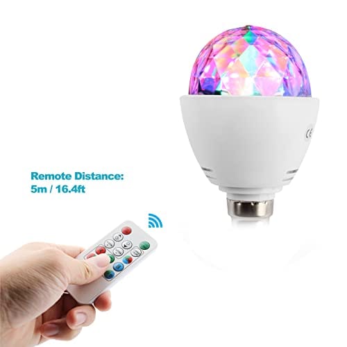 TSSS TSSS 3W B22 Bayonet Disco Ball Light Lamp RGB Rotating LED Strobe Party Bulb Stage Light for Family Party,Birthday,Festival,Transforms Room Decoration with Remote Control