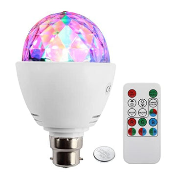 TSSS TSSS 3W B22 Bayonet Disco Ball Light Lamp RGB Rotating LED Strobe Party Bulb Stage Light for Family Party,Birthday,Festival,Transforms Room Decoration with Remote Control