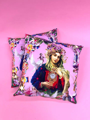 Muck N Brass Chair & Sofa Cushions Mary’s massive clock cushion cover - Pink