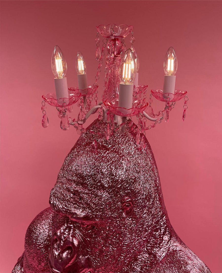 Muck N Brass Lamps Gorilla Life Sized Chandelier Floor Lamp Pink Chandelier