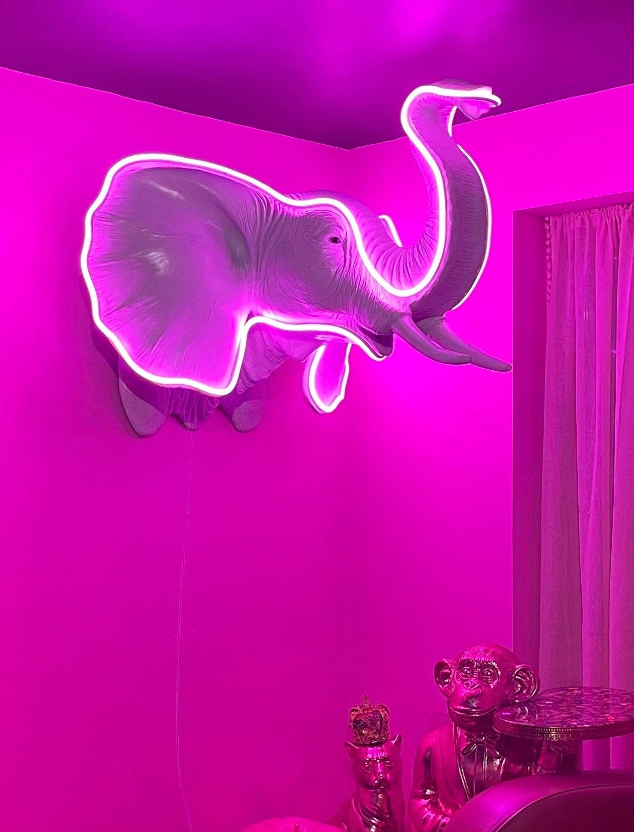 Muck N Brass Wall Light Fixtures LED Elephant head wall hanging light neon